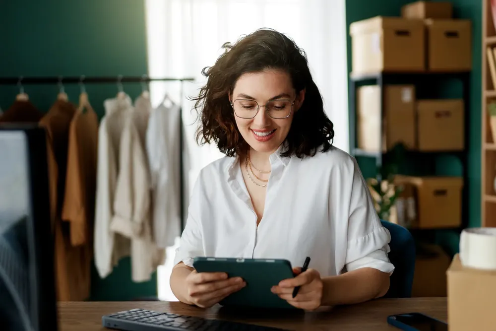 Business owner requesting support through their tablet